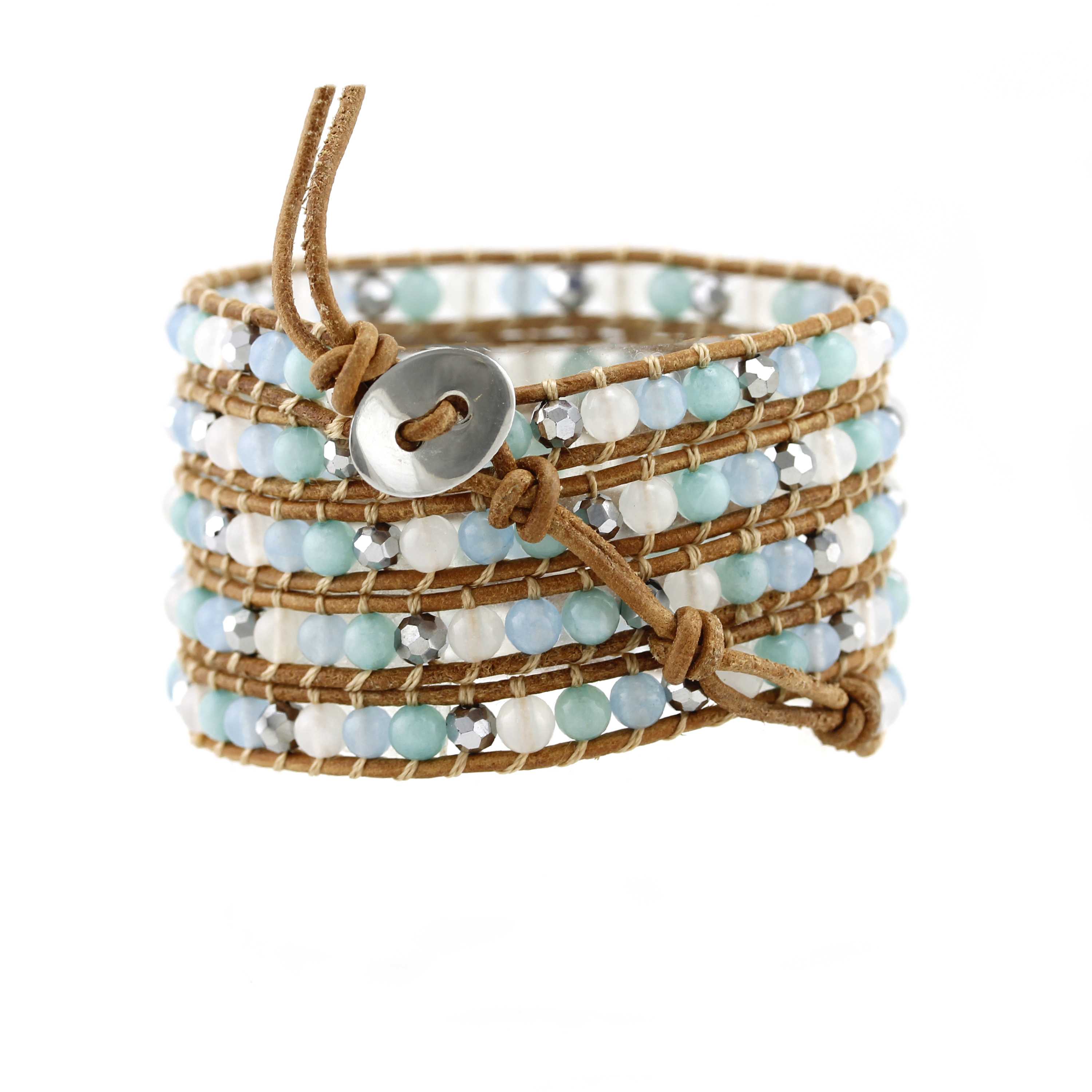 TTT Jewelry Crystal And Stone Beads Wrap Handcrafted Bracelet 5 Wraps image12