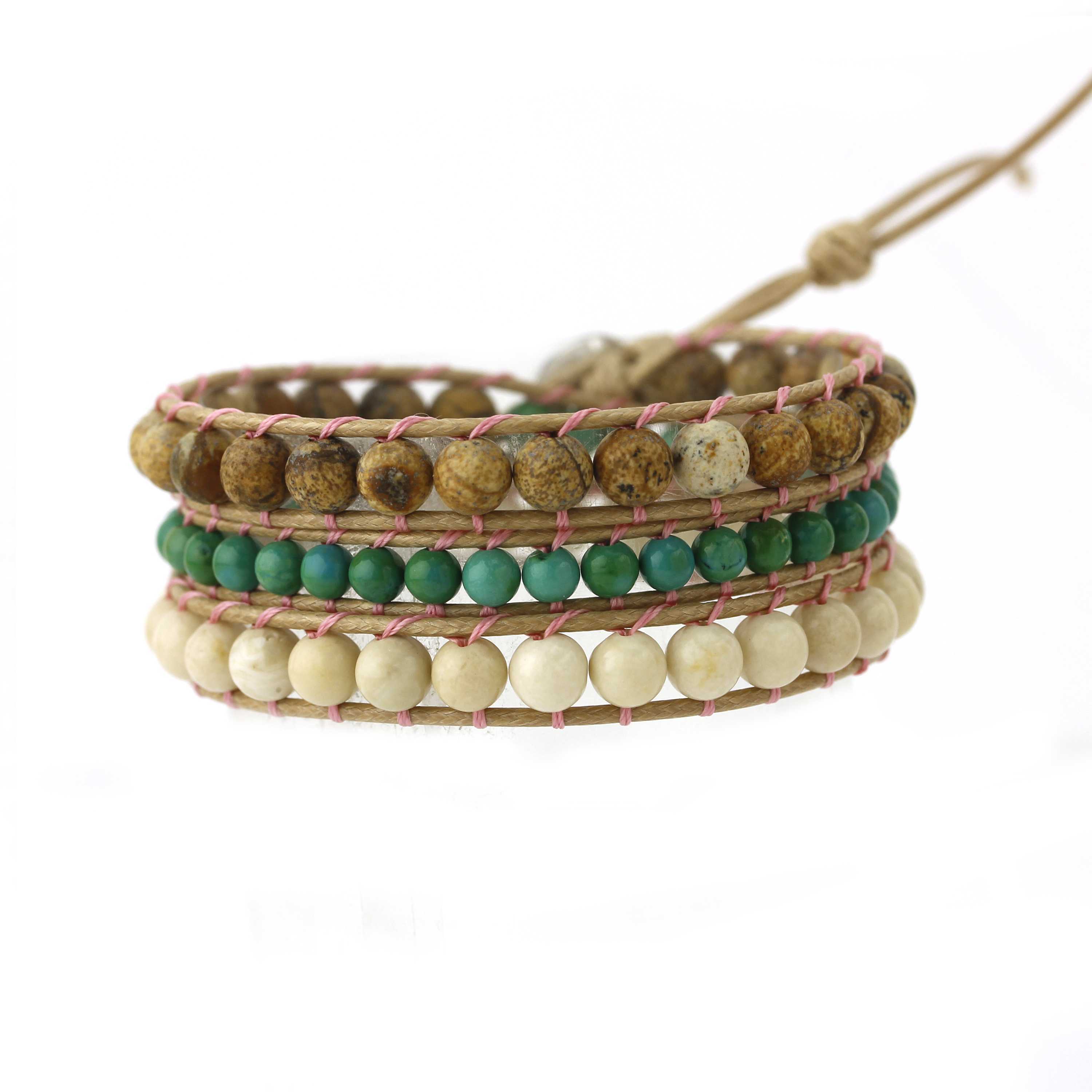 TTT Jewelry Natural Stone Beads Wrap Handmade Bracelet with Stainless Curved Clasp 3 Wraps image8